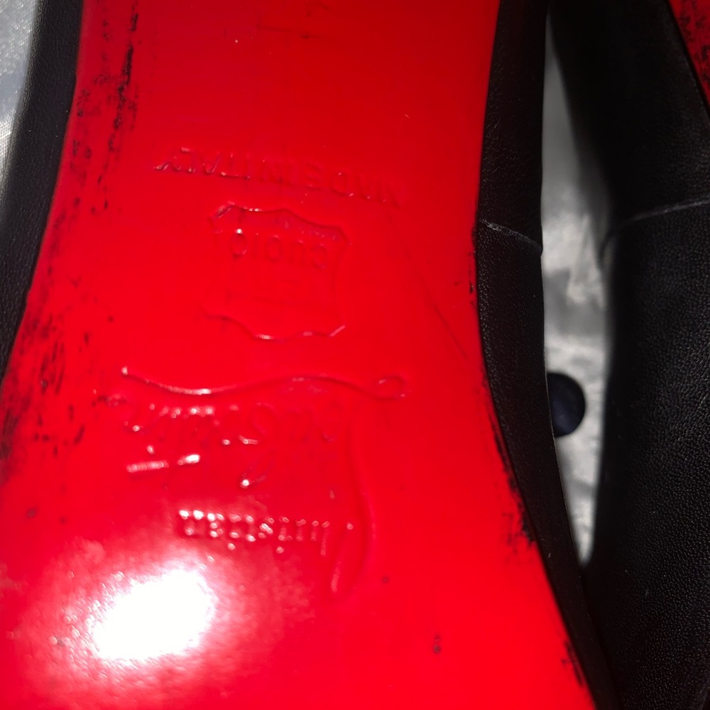 Authentic Christian Laboutin peeptoe lambskin platform stilettos French 7.5